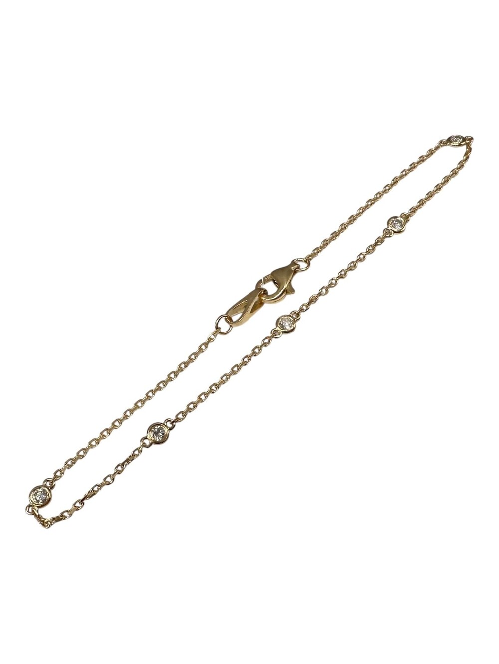 Diamond Station Bracelet in 14kt Yellow Gold – 0.22ctw, 7in, New